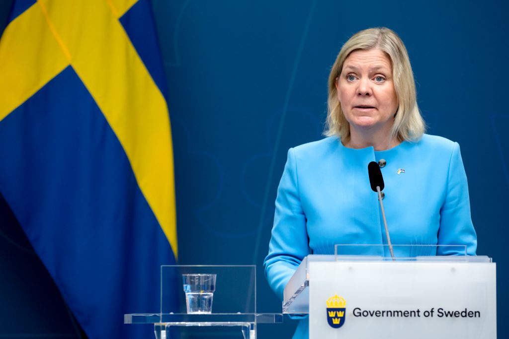 En bild på statsminister Magdalena Andersson.